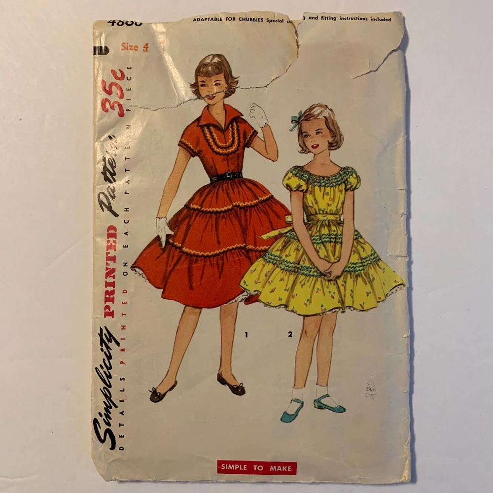Simplicity Vintage 1940's Pattern #4868 Mother Daughter Fashion Dress Size 4